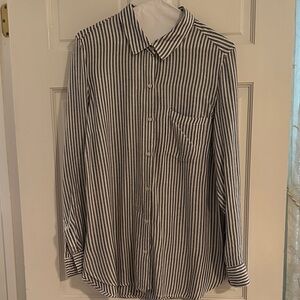 Old Navy Black & Ivory Striped Classic Shirt, Long-sleeves, L